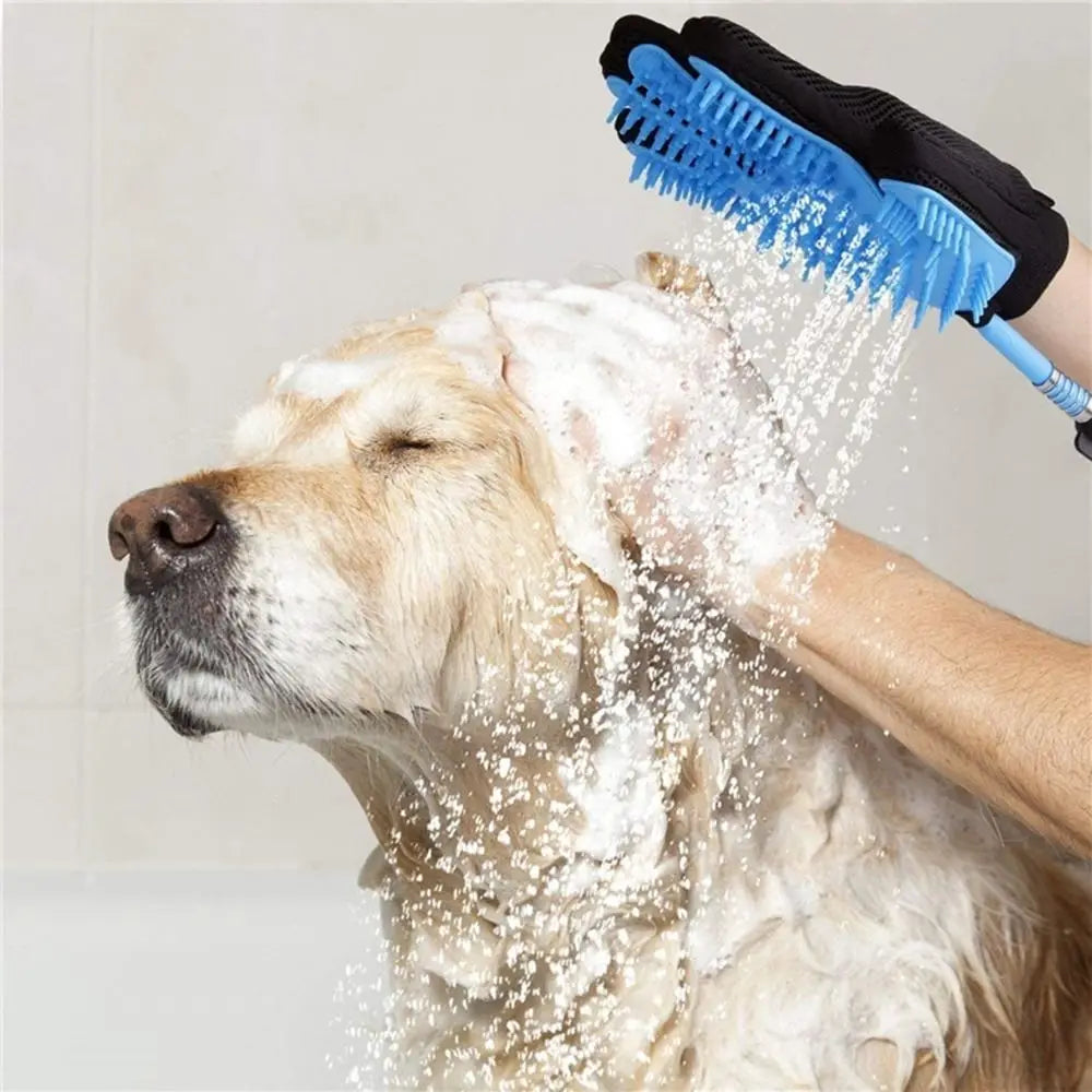 SheditPro WashFlow™ Pet Bathing & De-Shedding Glove – Spray Grooming Brush with Hose Connection