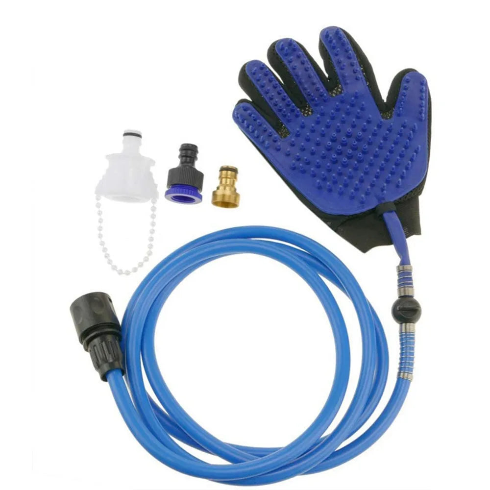 SheditPro WashFlow™ Pet Bathing & De-Shedding Glove – Spray Grooming Brush with Hose Connection