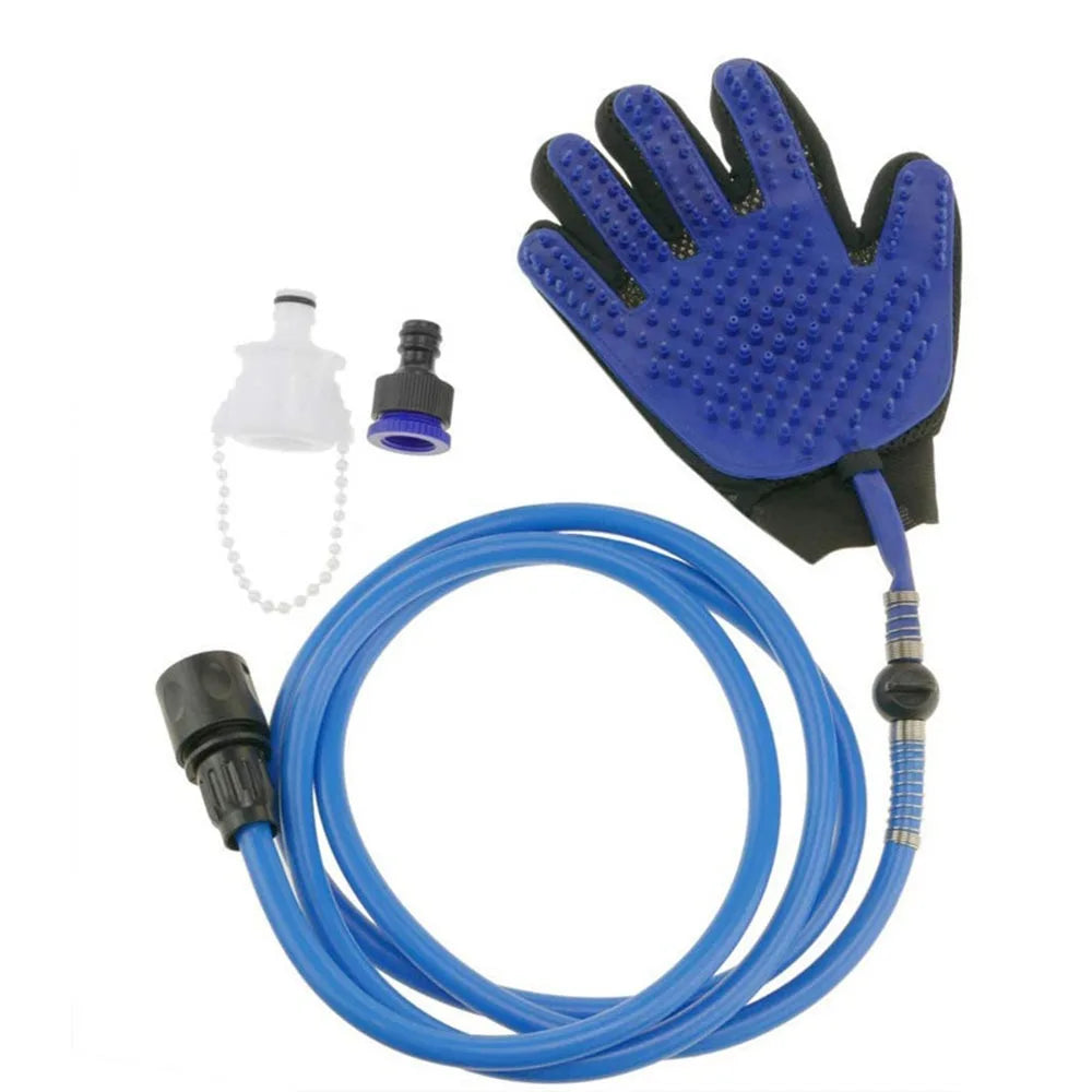 SheditPro WashFlow™ Pet Bathing & De-Shedding Glove – Spray Grooming Brush with Hose Connection